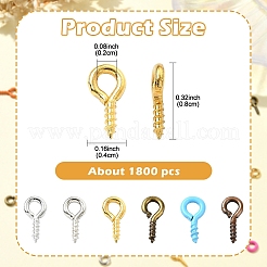 1800Pcs 6 Colors Iron Screw Eye Pin Peg Bails&nbsp;IFIN-YW0003-66