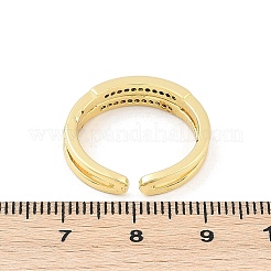Brass Micro Pave Cubic Zirconia Open Cuff Rings for Women&nbsp;LS-RJEW-R011-01G-02