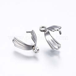 Tarnish Resistant 201 Stainless Steel Pendant Pinch Bails&nbsp;STAS-E437-26P