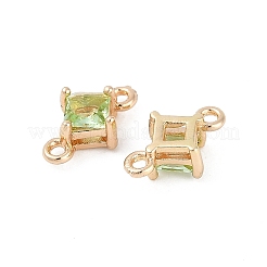 Brass Pave Glass Rhombus Links Connector Charms&nbsp;GLAA-Q088-001I