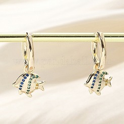 Brass Clear Cubic Zirconia Hoop Earrings&nbsp;EJEW-Q014-26G