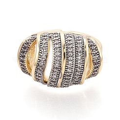 Brass Micro Pave Clear Cubic Zirconia Open Cuff Rings&nbsp;KK-T079-62G