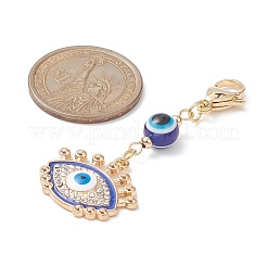 Evil Eye Alloy Enamel with Rhinestone Pendant Decoration&nbsp;HJEW-JM01040-04