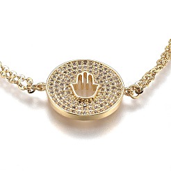 Brass Micro Pave Clear Cubic Zirconia Link Bracelets&nbsp;BJEW-Z003-18G