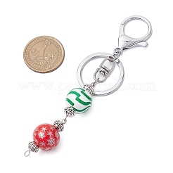 Dyed Natural Wood Round Beaded Keychain&nbsp;KEYC-JKC00931