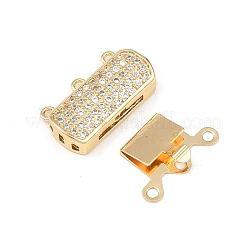Brass Micro Pave Clear Cubic Zirconia Box Clasps&nbsp;KK-L255-02G-03