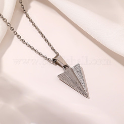 304 Stainless Steel Paper Plane Pendant Necklaces for Unisex&nbsp;WG635F8-01
