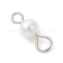 Natural Cultured Freshwater Pearl Round Connector Charms&nbsp;PALLOY-JF04310-02