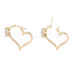 Cubic Zirconia Heart Hoop Earrings&nbsp;EJEW-N011-76