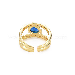Brass Micro Pave Cubic Zirconia Cuff Rings&nbsp;RJEW-S045-153