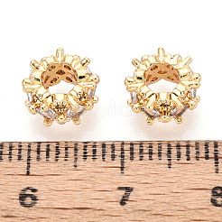 Brass Micro Pave Cubic Zirconia Beads&nbsp;KK-N275-04G