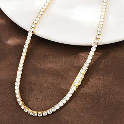 925 Sterling Silver Pave Crystal Cubic Zirconia Tennis Necklaces for Women&nbsp;NJEW-C096-01B-G02