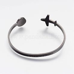 304 Stainless Steel Cuff Bangles&nbsp;BJEW-N0028-02B