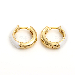 Brass Enamel Huggie Hoop Earrings&nbsp;EJEW-L234-81-G