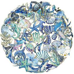50Pcs Sea Animals PET Cartoon Stickers&nbsp;STIC-T0001-06