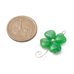 Dyed Natural Malaysia Jade Copper Wire Wrapped Shamrock Pendants&nbsp;PALLOY-JF02970-02