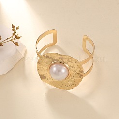 Iron & Plastic Pearl Cuff Bangles & Cuff Rings & Stud Earrings&nbsp;FS-WG5781C-01