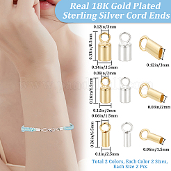 12Pcs 6 Style 925 Sterling Silver Cord Ends&nbsp;STER-BBC0001-77