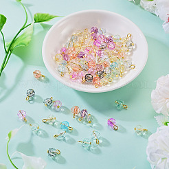 80Pcs 8 Styles Crackle Transparent Glass Charms&nbsp;PALLOY-TAC0292