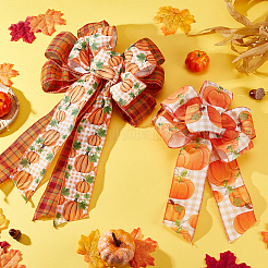4Pcs 2 Style Pumpkin Pattern Ployester Bowknot Display Decoration&nbsp;DIY-CA0004-37