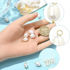 18Pcs 3 Colors Oval Natural Pearl Pendants&nbsp;PALLOY-YW00035