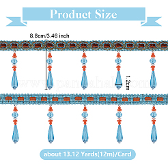 12M Polyester Fringe Lace Trims&nbsp;SRIB-WH0026-26B