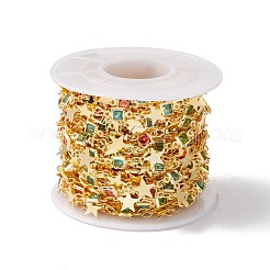Handmade Eco-friendly Brass Square & Star Link Chain&nbsp;CHC-E025-14G