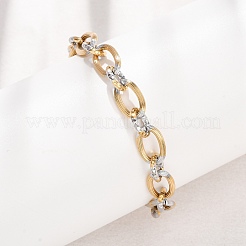 8MM Duo Tone 304 Stainless Oval Link Chain Bracelets&nbsp;SA-CBA725A-27GP