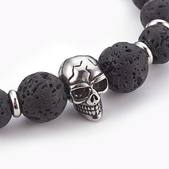 Natural Lava Rock Beads Stretch Bracelets&nbsp;BJEW-JB03959-02