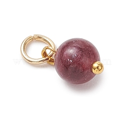 Dyed Natural Green Jade Imitation Tourmaline Round Bead Charms&nbsp;PALLOY-JF05068