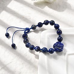 Adjustable Natural Lapis Lazuli Beads Braided Bead Bracelets for Women&nbsp;BJEW-L713-A04