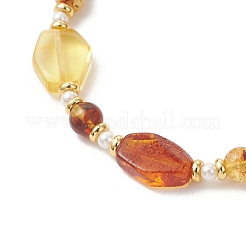 Gradient Color Natural Amber & Shell Pearl Beaded Bracelets for Women&nbsp;BJEW-JB13553