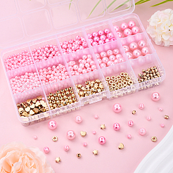 DIY Glass Pearl & CCB Plastic Bead Elastic Bracelets Making Kits&nbsp;DIY-YW0012-83