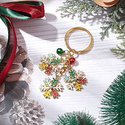 Snowflake Alloy Enamel with Brass Bell Pendant Keychain&nbsp;KEYC-JKC00879