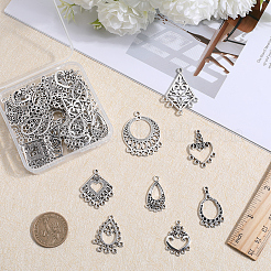 48Pcs 8 Style Tibetan Style Alloy Chandelier Component Links&nbsp;TIBE-SC0009-26