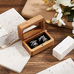 Wood Cuff-link Gift Storage Magnetic Boxes with Window Hinged Lid&nbsp;WOOD-WH0062-27A