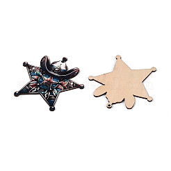 30Pcs West Cowboy Theme UV Single Face Printed Wood Pendant Decorations&nbsp;WOOD-N020-07