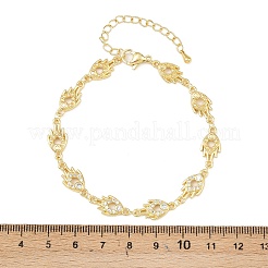 Fire Brass Micro Pave Clear Cubic Zirconia Link Chain Bracelets for Women&nbsp;BJEW-A090-05G