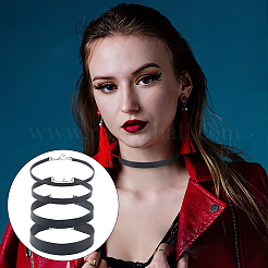 4Pcs 4 Styles Flat PU Leather Cord Gothic Choker Necklaces with Platinum Iron End Chains&nbsp;NJEW-CL0001-14