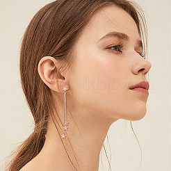 2 Pairs 2 Colors Alloy Star Tassel Dangle Stud Earrings for Women&nbsp;EJEW-AN0001-57