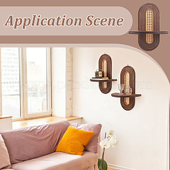 4 Sets Oval Wooden Wall-Mounted Storage Rack&nbsp;WOCR-WA0001-02B