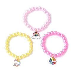 3Pcs 3 Colors ABS Plastic Imitation Pearl Beads Stretch Bracelets&nbsp;BJEW-JB11585