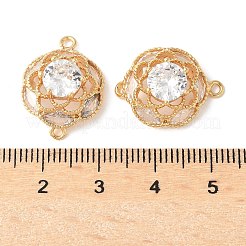 Flower Brass Connector Charms&nbsp;KK-A253-04G
