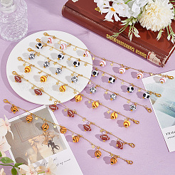 6Pcs 6 Styles Brass & Alloy Enamel Charms Baseball Cap Chain&nbsp;AJEW-GO00040