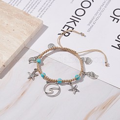 Synthetic Turquoise Braided Bead Bracelet&nbsp;BJEW-JB07988