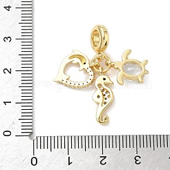 Brass Micro Pave Clear Cubic Zirconia European Dangle Charms&nbsp;KK-K368-31G