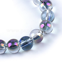 Half Plated Transparent Glass Beads Strands&nbsp;EGLA-Q062-8mm-B05