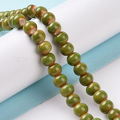Handmade Fancy Antique Glazed Porcelain Ceramic Round Beads Strands&nbsp;PORC-L019-13mm-10