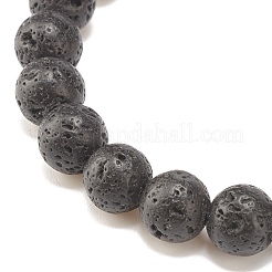 Natural Lava Rock & Mixed Stone & Alloy Tube Stretch Bracelet with Lampwork Evil Eye&nbsp;BJEW-JB08320-01