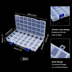 3Pcs Rectangle Polypropylene(PP) Bead Storage Containers&nbsp;CON-PH0002-47